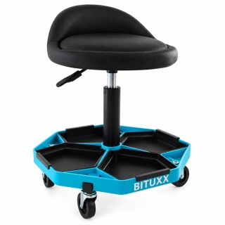 Stołek warsztatowy BITUXX Pro Line z regulacją wysokości 43–53 cm, wygodnym siedziskiem, 4 kółka