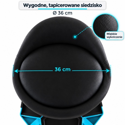 Stołek warsztatowy BITUXX Pro Line z regulacją wysokości 43–53 cm, wygodnym siedziskiem, 4 kółka