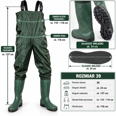 SPODNIE WODERY WĘDKARSKIE ROZMIAR 39 BITUXX REGULOWANE SZELKI