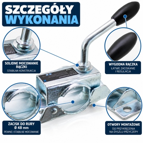 UCHWYT ZACISKOWY 48MM ZACISK OBEJMA KOŁA PODPOROWEGO PRZYCZEP BITUXX