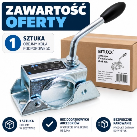 UCHWYT ZACISKOWY 48MM ZACISK OBEJMA KOŁA PODPOROWEGO PRZYCZEP BITUXX