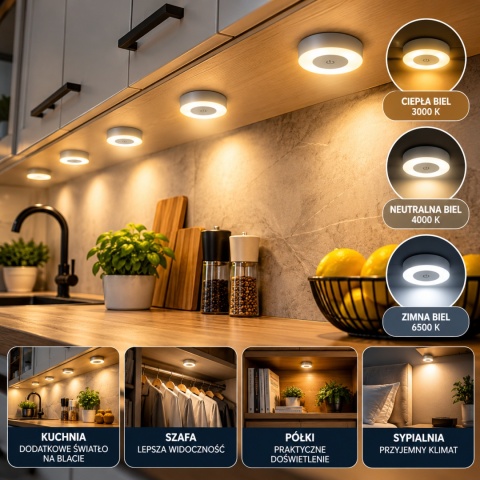 Zestaw 10x Lampka Nocna LED Dotykowa USB – 3 Barwy Światła, Podszafkowa BITUXX