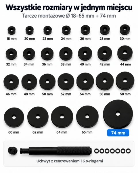 Zestaw do montażu łożysk i tulei BITUXX 52 elementy 18–74 mm